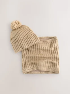 neutre - Ensemble Bonnets et snood à pompon 2 Pieces (1-16ans)