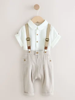 neutre - Ensemble pantalon-chemise et bretelles bébé 3 pièces (0mois-2ans)