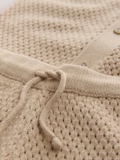 neutre - Ensemble polo et short en maille texturée boutonnée (3-16ans)