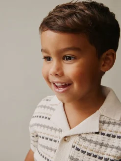 neutre - Ensemble polos et shorts texturés en maille à col révéré (3mois-10ans)