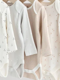 neutre - Lot de 5 bodys bébé à manches longues 100 % coton