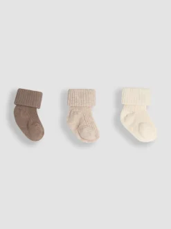 neutre - Lot de 3 paires de chaussettes côtelées JoJo Maman Bébé bébé