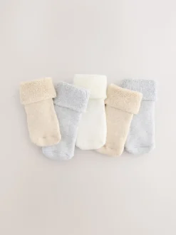 neutre - Lot de 5 paires de chaussettes en éponge roulées bébé (0 mois à 2 ans)