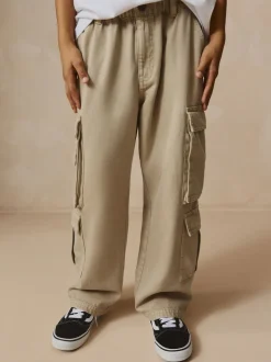 neutre - Pantalon cargo en coton tissé en sergé (3-16ans)