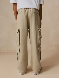 neutre - Pantalon cargo en coton tissé en sergé (3-16ans)