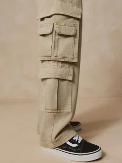 neutre - Pantalon cargo en coton tissé en sergé (3-16ans)