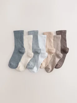 neutre - Paquet de chaussettes en coton riche à fines côtes 7