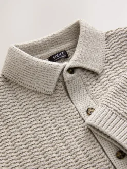 neutre - Polo texturé en maille boutonné (3mois-7ans)