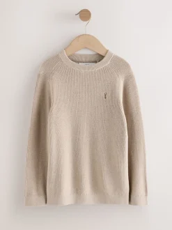 neutre - Pull en maille col rond en coton (3-16ans)