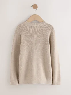neutre - Pull en maille col rond en coton (3-16ans)