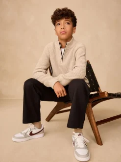 neutre - Pull utilitaire en maille à col zippé (3-16ans)