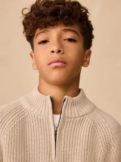 neutre - Pull utilitaire en maille à col zippé (3-16ans)