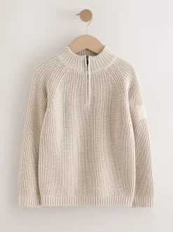 neutre - Pull utilitaire en maille à col zippé (3-16ans)