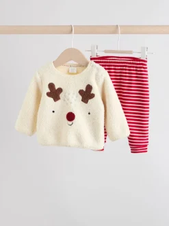 Neutre motif renne - Ensemble haut et legging bébé en polaire (0mois-2ans)
