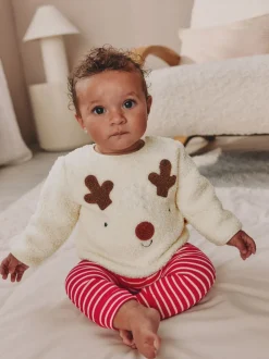 Neutre motif renne - Ensemble haut et legging bébé en polaire (0mois-2ans)