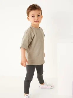 Neutre surdimensionné - Ensemble Manches courtes  100% coton - T-shirt et Leggings (3mths-7yrs)