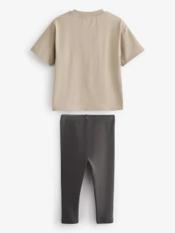 Neutre surdimensionné - Ensemble Manches courtes  100% coton - T-shirt et Leggings (3mths-7yrs)