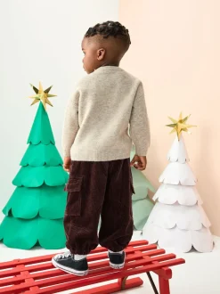 Neutre/gris renne - Pull de Noël en maille (3 mois-7 ans)