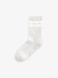 Neutre/marron/blanc/gris - Cushioned Semelle intérieure Cotton Rich Ribbed Tipped Chaussettes 5 Lot