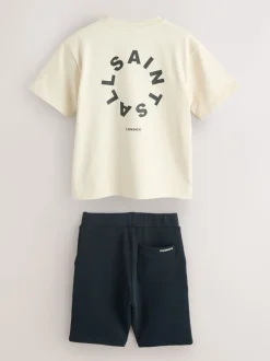 Neutre/Noir - Ensemble t-shirt et short en molleton smALLSAINTS Tierra