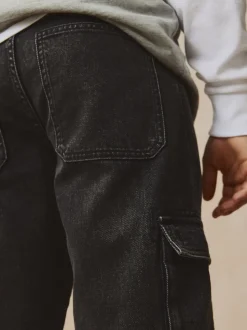 Noir - 100% Coton Denim Multipocket Cargos Jeans (3-16ans)