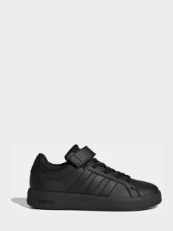 Noir - adidas Grand Court 3.0 Baskets enfant à lacets élastiques