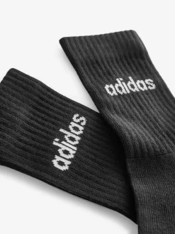 Noir - Adidas Linear Crew Cushioned Socks 3 Pack