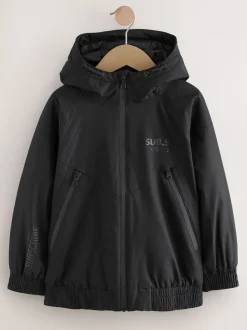 Noir - Blouson bomber imperméable (3-16ans)