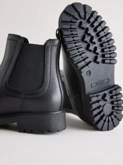 Noir - Bottes Chelsea en cuir à doublure chaude