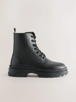 Noir - Bottes en cuir à lacets