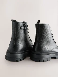 Noir - Bottes en cuir à lacets