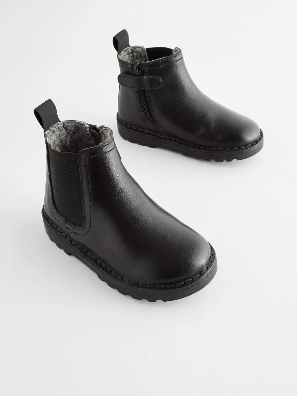 Noir - Bottines Chelsea en cuir doublées