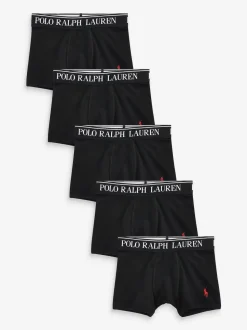 Noir - Boxers Polo Ralph Lauren en coton stretch à logo 5 Lot