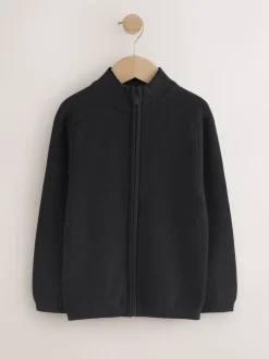 Noir - Cardigan zippé en tricot (3-16ans)