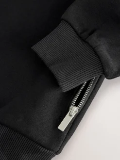 Noir - Chandail zippé à Col cheminée (3-16ans)