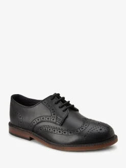 Noir - Chaussures Brogue à lacets en cuir