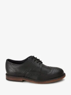 Noir - Chaussures Brogue à lacets en cuir