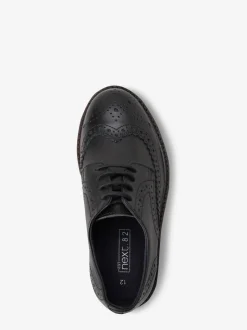 Noir - Chaussures Brogue à lacets en cuir