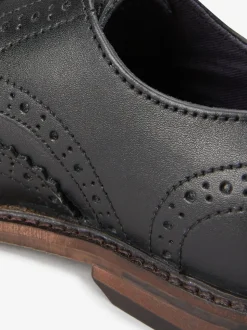 Noir - Chaussures Brogue à lacets en cuir