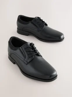 Noir - Chaussures d’école derby à lacets en cuir