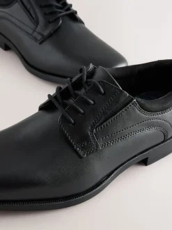 Noir - Chaussures d’école derby à lacets en cuir