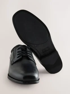 Noir - Chaussures d’école derby à lacets en cuir