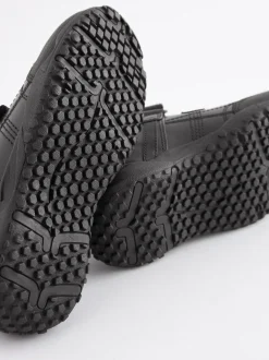 Noir - Chaussures d’école en cuir à fermeture scratch