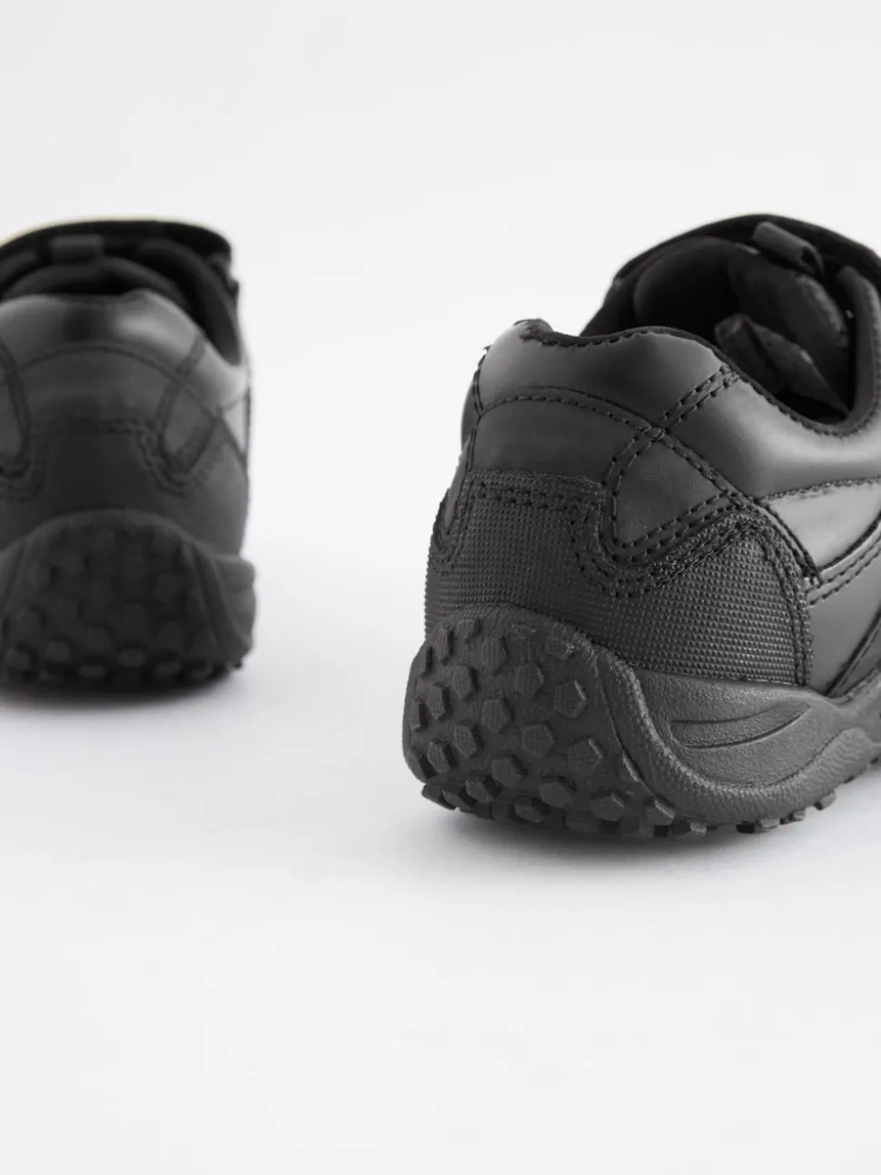 Noir - Chaussures d’école en cuir à fermeture scratch