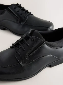 Noir - Chaussures d’école en cuir à lacets
