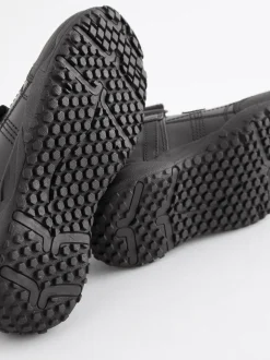 Noir - Chaussures d’école en cuir à fermeture scratch