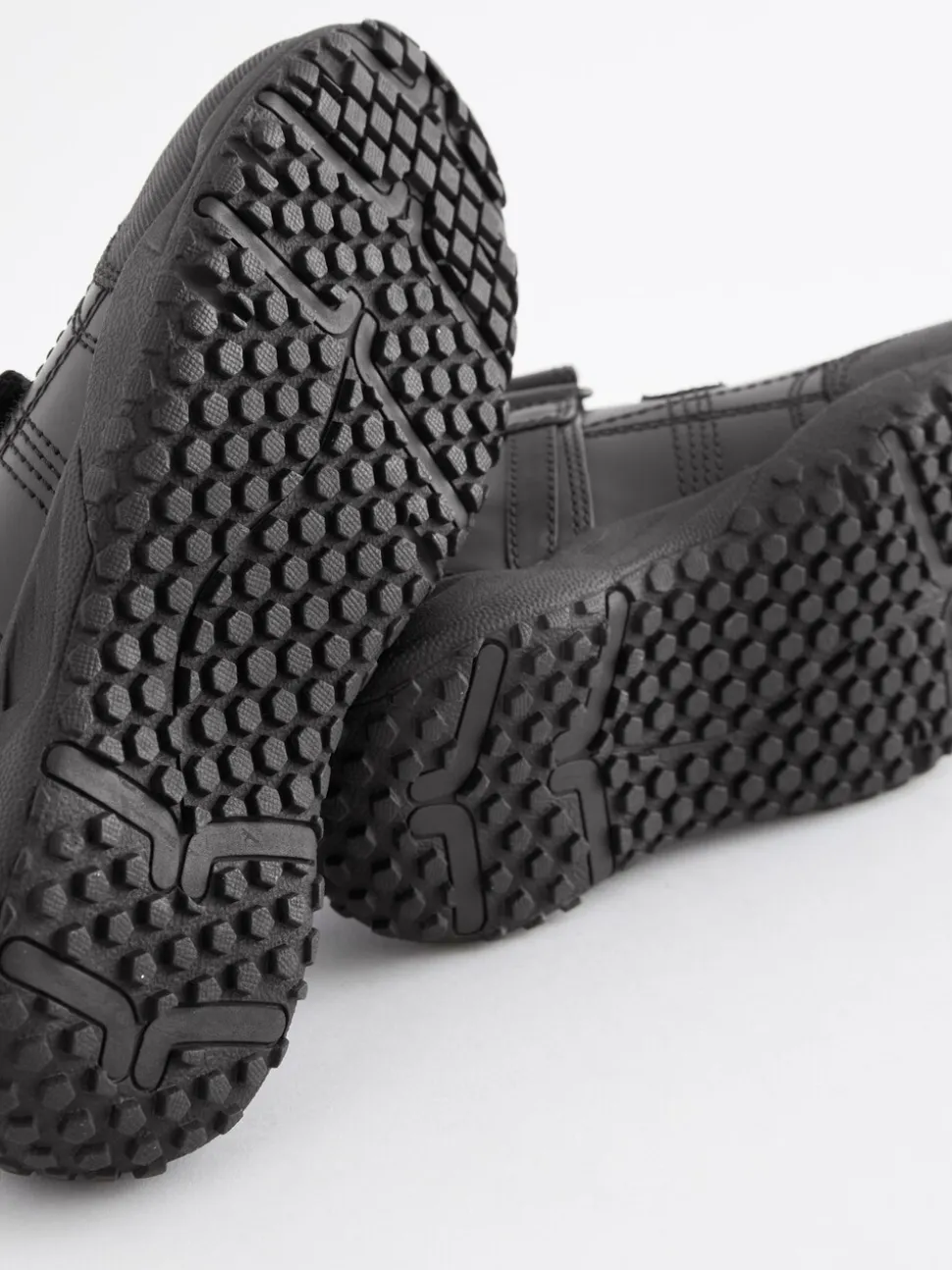 Noir - Chaussures d’école en cuir à fermeture scratch