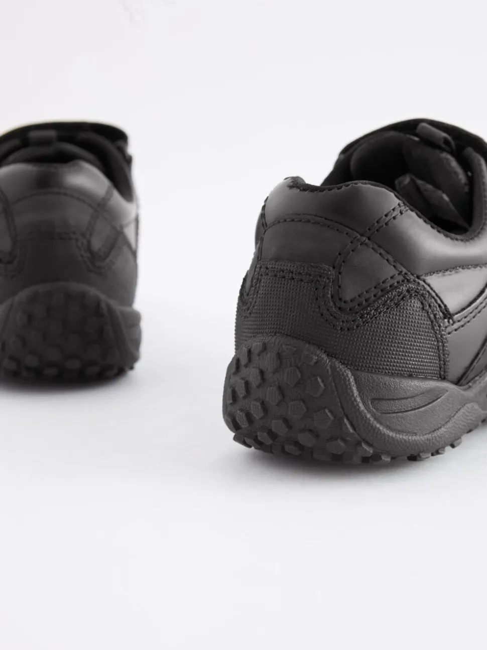 Noir - Chaussures d’école en cuir à fermeture scratch