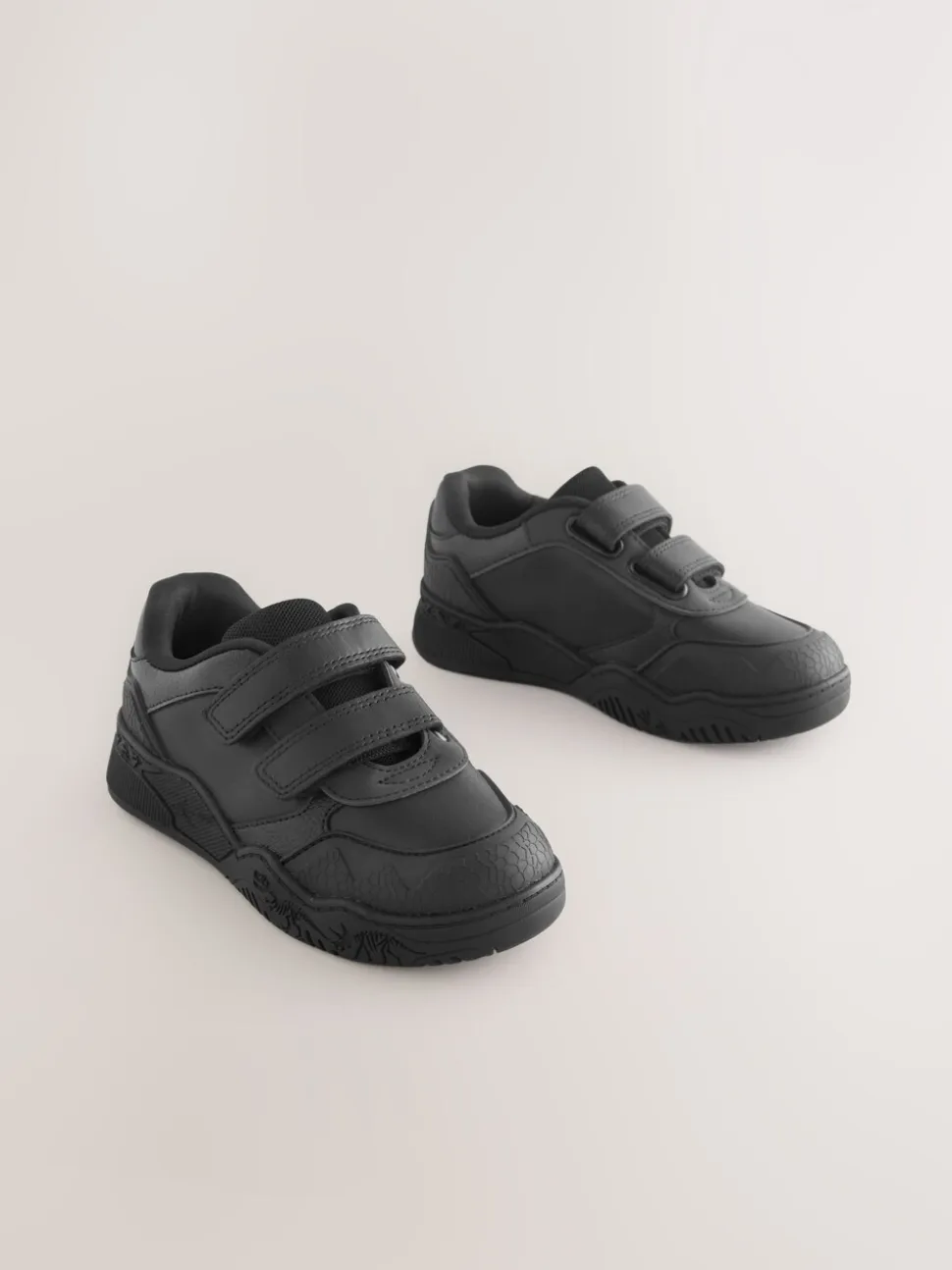 Noir - Chaussures d’école en cuir à fermeture par contact dinosaure