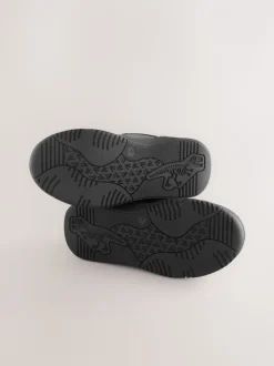 Noir - Chaussures d’école en cuir à fermeture par contact dinosaure